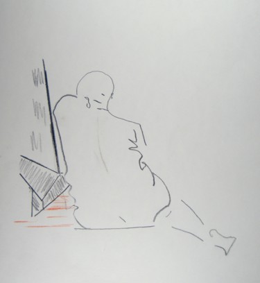 Drawing titled "Pause" by Catherine Claude, Original Artwork, Pencil