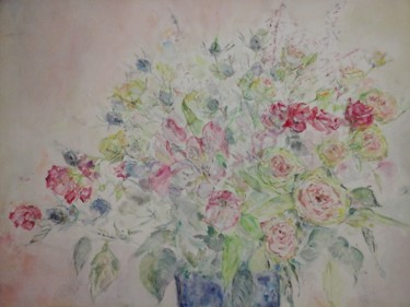 Peinture intitulée "Bouquet épanoui" par Catherine Claude, Œuvre d'art originale, Aquarelle