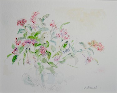 Peinture intitulée "Souffle de fleurs" par Catherine Claude, Œuvre d'art originale, Aquarelle