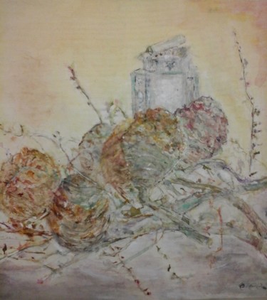 Painting titled "Lanterne et pommes…" by Catherine Claude, Original Artwork, Watercolor