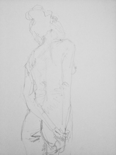Drawing titled "Penseuse" by Catherine Claude, Original Artwork, Pencil