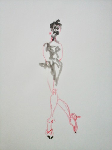 Disegno intitolato "danseuse de tango" da Catherine Claude, Opera d'arte originale, Matita