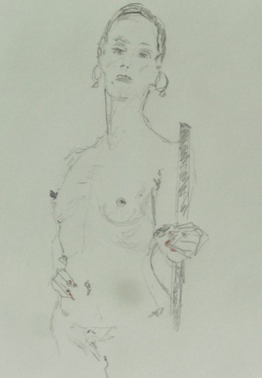 Drawing titled "Un peu hautaine" by Catherine Claude, Original Artwork, Pencil