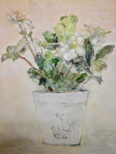 Painting titled "Roses de Noël" by Catherine Claude, Original Artwork