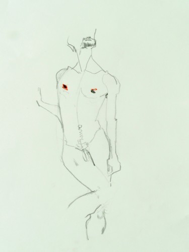 Рисунок под названием "Fier" - Catherine Claude, Подлинное произведение искусства, Карандаш