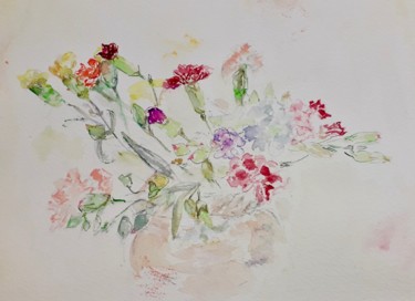 Painting titled "Charmant bouquet d'…" by Catherine Claude, Original Artwork, Watercolor
