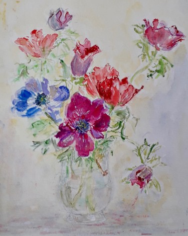 Painting titled "Charmant bouquet d'…" by Catherine Claude, Original Artwork, Watercolor