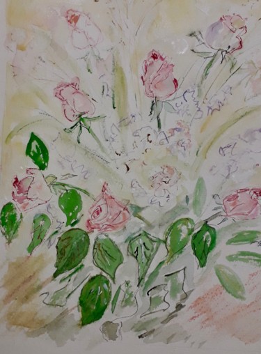 Peinture intitulée "Bouquet de Noël" par Catherine Claude, Œuvre d'art originale, Aquarelle