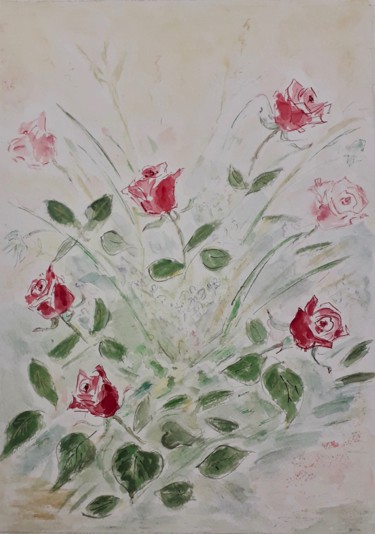 Malerei mit dem Titel "Le dire avec des fl…" von Catherine Claude, Original-Kunstwerk, Aquarell