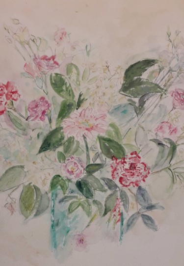 Painting titled "Un peu de gaieté et…" by Catherine Claude, Original Artwork, Watercolor