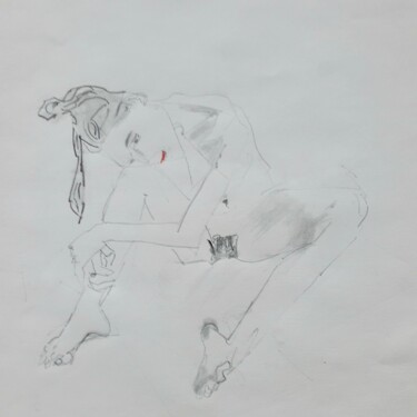 Dessin intitulée ""sauvageonne"" par Catherine Claude, Œuvre d'art originale, Crayon