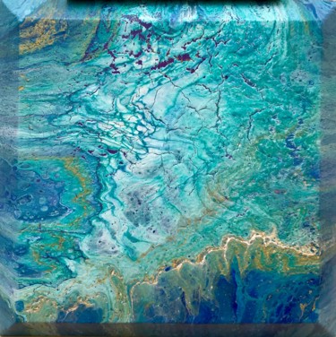 Peinture intitulée "Blue lagoon" par Cat’J, Œuvre d'art originale, Acrylique