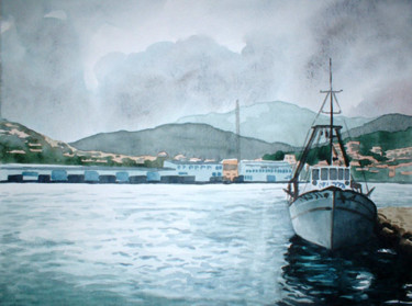 Peinture intitulée "Port-Vendres, un jo…" par Peindre En Catalogne, Œuvre d'art originale, Huile