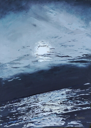 Painting titled "Luna piena" by Cataldo Motolese, Original Artwork, Acrylic