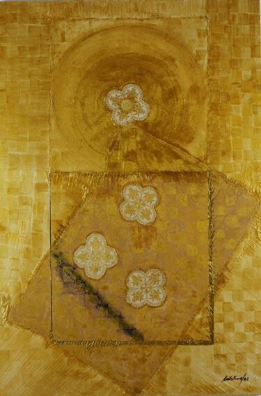 Painting titled "GOLD" by Catalina Proano, Original Artwork, Oil