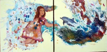 Pintura intitulada "Menina do mar" por Catarina Ribeiro, Obras de arte originais