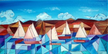 Pintura intitulada "Barcos" por Catarina Ribeiro, Obras de arte originais