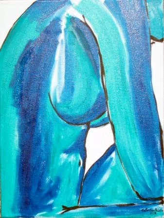 Pintura intitulada "Nú azul" por Catarina Ribeiro, Obras de arte originais