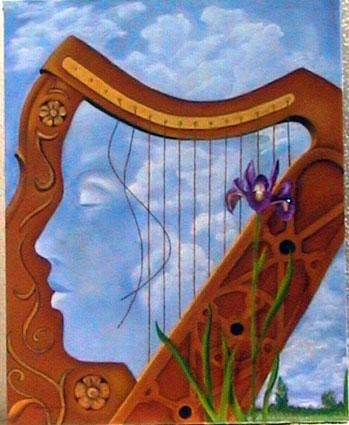 Pintura intitulada "Harpa" por Catarina Ribeiro, Obras de arte originais