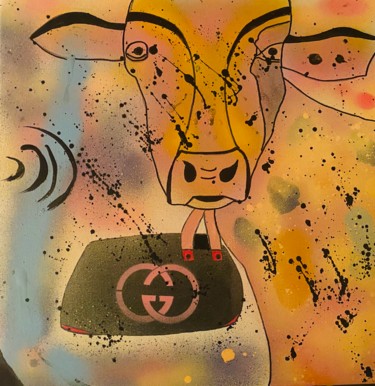 Peinture intitulée "La vache d’arlequin" par Rk07, Œuvre d'art originale, Acrylique