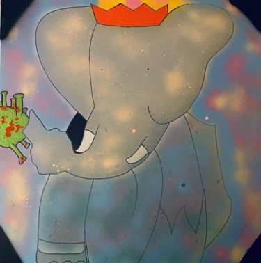 Peinture intitulée "Babar drop covid19" par Rk07, Œuvre d'art originale, Acrylique