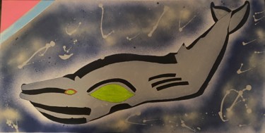 Painting titled "Baleine de minuit" by Rk07, Original Artwork, Acrylic