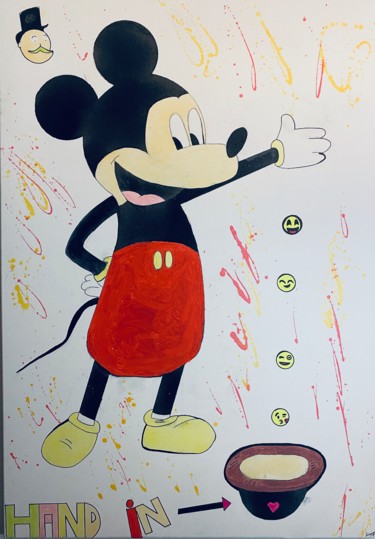 Painting titled "Mickey positivity a…" by Rk07, Original Artwork, Acrylic Mounted on Wood Stretcher frame