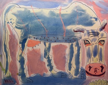 Peinture intitulée "Vincent VanGogh cow" par Rk07, Œuvre d'art originale, Acrylique