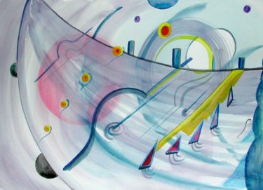 Peinture intitulée "autre horizon" par Catb, Œuvre d'art originale, Aquarelle