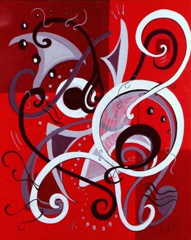 Peinture intitulée "Rouge Coeur" par Catb, Œuvre d'art originale, Acrylique