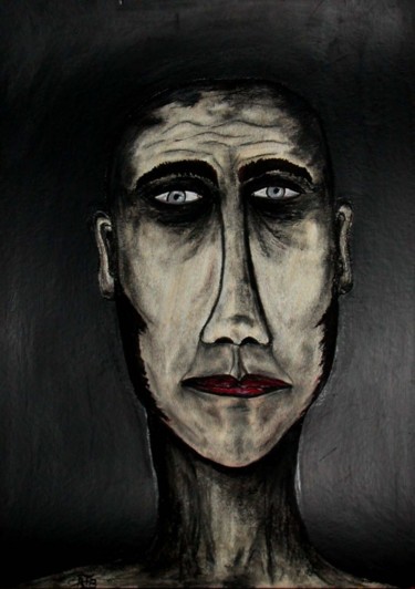 Peinture intitulée "Homme triste" par Catb, Œuvre d'art originale, Pastel