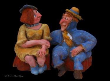 Sculpture intitulée "Couple" par Catherine Boulogne, Œuvre d'art originale, Terre cuite