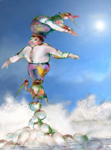 Arts numériques intitulée "plongeoir" par Catherine Boulogne, Œuvre d'art originale, Peinture numérique
