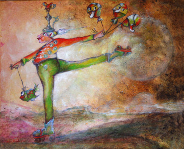 Peinture intitulée "patins-a-roulette.j…" par Catherine Boulogne, Œuvre d'art originale