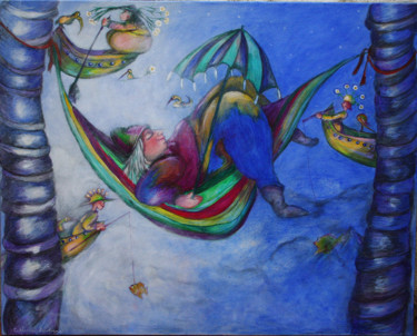 Peinture intitulée "hamac" par Catherine Boulogne, Œuvre d'art originale
