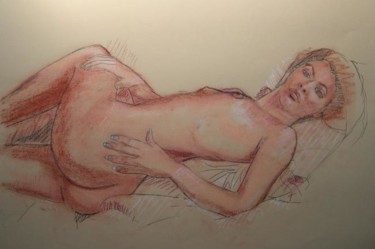 Peinture intitulée "nu couche" par Serge Catel, Œuvre d'art originale