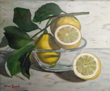 Painting titled "Natura morta con li…" by Caterina Imperiale, Original Artwork, Oil