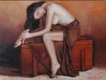 Malerei mit dem Titel "Nudo" von Caterina Imperiale, Original-Kunstwerk, Öl