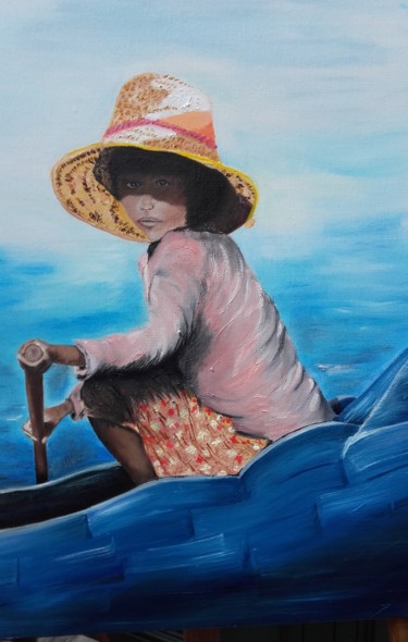 Painting titled "LE CAMBODGE 1" by Catherine Jullien, Original Artwork, Oil