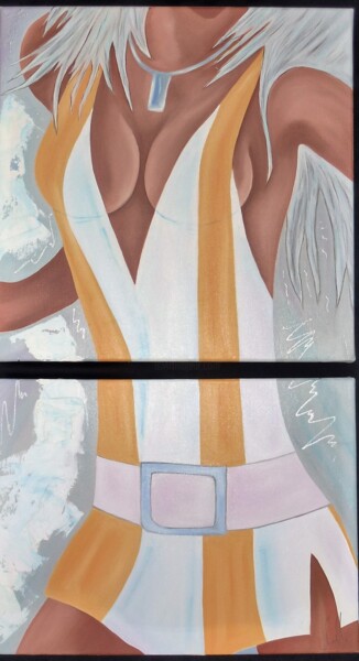 Картина под названием "LA FEMME ANNEE 70" - Catherine Jullien, Подлинное произведение искусства, Масло