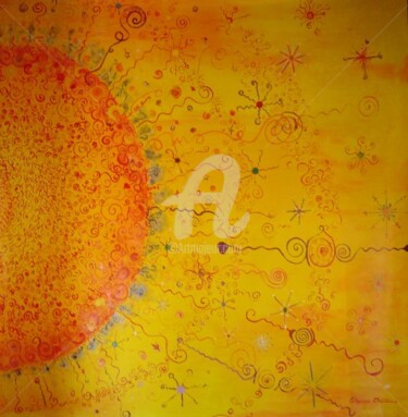 Peinture intitulée "Soleil" par Akaa, Œuvre d'art originale, Huile