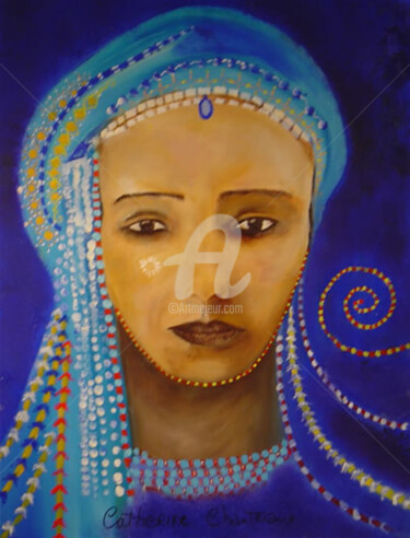 Painting titled "Portrait" by Akaa, Original Artwork, Oil