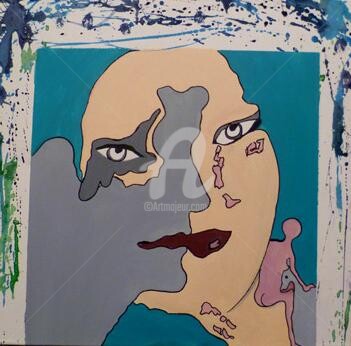 Painting titled "le Baiser" by Akaa, Original Artwork