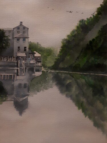 Картина под названием "Lucan Mill, Dublin,…" - Cathal O'Briain, Подлинное произведение искусства, Акварель