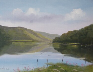 Pittura intitolato "glendalough lake" da Cathal O Malley, Opera d'arte originale, Olio