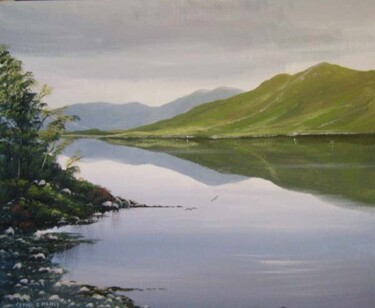 Painting titled "kylemore lake tranq…" by Cathal O Malley, Original Artwork