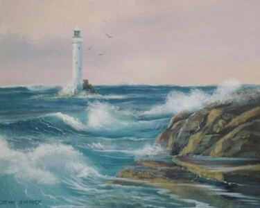 Painting titled "lighthouse-fastnet.…" by Cathal O Malley, Original Artwork, Acrylic