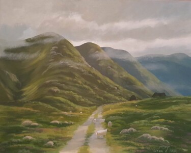 Painting titled "maamturk mountains" by Cathal O Malley, Original Artwork, Acrylic