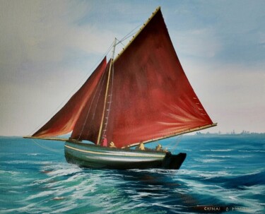 Картина под названием "sailing galway bay" - Cathal O Malley, Подлинное произведение искусства, Акрил