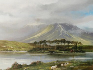 Painting titled "Derrylea lake conne…" by Cathal O Malley, Original Artwork, Acrylic